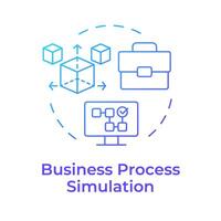 negocio proceso simulación azul degradado concepto icono. recurso asignación, datos análisis. redondo forma línea ilustración. resumen idea. gráfico diseño. fácil a utilizar en infografía, artículo vector