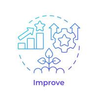 DMAIC improve phase blue gradient concept icon. Solution development, profitability. Operational efficiency. Round shape line illustration. Abstract idea. Graphic design. Easy to use in infographic vector