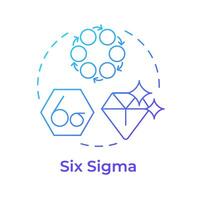 Six sigma methodology blue gradient concept icon. Data driven process. Product quality. Round shape line illustration. Abstract idea. Graphic design. Easy to use in infographic, article vector