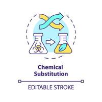 Chemical substitution multi color concept icon. Molecular reaction, chemistry. Ecofriendly synthesis, pollution reduce. Round shape line illustration. Abstract idea. Graphic design. Easy to use vector