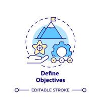 Define objectives multi color concept icon. Hackathon organization. Project management. Round shape line illustration. Abstract idea. Graphic design. Easy to use in promotional materials vector
