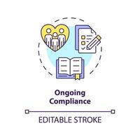Ongoing compliance multi color concept icon. Filling reports. Legal obligations. Steps to start NGO. Round shape line illustration. Abstract idea. Graphic design. Easy to use in article vector