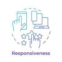 Responsiveness blue gradient concept icon. Software tools, device compatibility. Customer satisfaction. Round shape line illustration. Abstract idea. Graphic design. Easy to use in infographic vector