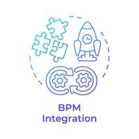 bpm integración azul degradado concepto icono. flujo de trabajo línea de corriente. Operacional eficiencia. redondo forma línea ilustración. resumen idea. gráfico diseño. fácil a utilizar en infografía, artículo vector