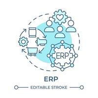 ERP soft blue concept icon. Enterprise resource planning. Smart factory technology. Round shape line illustration. Abstract idea. Graphic design. Easy to use in infographic, article vector