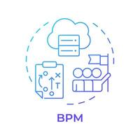 BPM tool blue gradient concept icon. Administration resources, workflow management. Teamwork organization. Round shape line illustration. Abstract idea. Graphic design. Easy to use in infographic vector