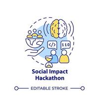 social impacto hackathon multi color concepto icono. direccionamiento social asuntos. comunidad desarrollo. redondo forma línea ilustración. resumen idea. gráfico diseño. fácil a utilizar en sitio web vector