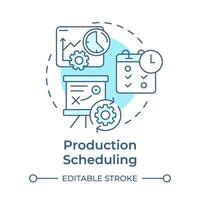 Production scheduling soft blue concept icon. Manufacturing operations, capacity planning. Operational goals. Round shape line illustration. Abstract idea. Graphic design. Easy to use in article vector