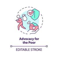 Advocacy for poor multi color concept icon. Poverty alleviation. Feeding poor. Social issue. Role of NGO. Round shape line illustration. Abstract idea. Graphic design. Easy to use in article vector