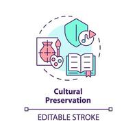 Cultural preservation multi color concept icon. Conservation of culture and traditions. Role of NGO. Round shape line illustration. Abstract idea. Graphic design. Easy to use in article vector