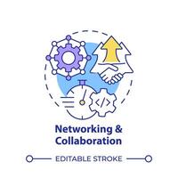 Networking and collaboration multi color concept icon. Hackathon benefit. Knowledge sharing. Round shape line illustration. Abstract idea. Graphic design. Easy to use in promotional materials vector