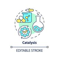 catálisis multi color concepto icono. químico reacción, molecular procesos. tóxico sustancias redondo forma línea ilustración. resumen idea. gráfico diseño. fácil a utilizar presentación, artículo vector