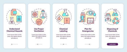 laboratorio lugar de trabajo la seguridad organización inducción móvil aplicación pantalla. recorrido 5 5 pasos editable gráfico instrucciones con lineal conceptos. ui, ux, gui modelo vector