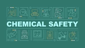 Chemical safety green word concept. Environmental impact, health hazard. Typography banner. Flat design. Illustration with title text, editable line icons. Ready to use vector