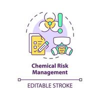 Chemical risk management multi color concept icon. Personal protective equipment. Hazard danger sign. Round shape line illustration. Abstract idea. Graphic design. Easy to use presentation, article vector