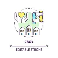 CBOs multi color concept icon. Community based organization. Local unity. Neighbourhood. Civic engagement. Round shape line illustration. Abstract idea. Graphic design. Easy to use in article vector