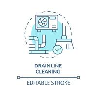 Drain line cleaning soft blue concept icon. Clearing condensate drain. HVAC preventive maintenance. Round shape line illustration. Abstract idea. Graphic design. Easy to use in promotional material vector