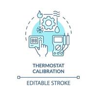 termostato calibración suave azul concepto icono. temperatura controlar dispositivo. hvac sistema mantenimiento. redondo forma línea ilustración. resumen idea. gráfico diseño. fácil a utilizar en promocional material vector