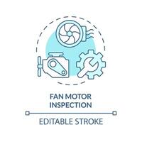 Fan motor inspection soft blue concept icon. HVAC system professional service. Regular checkup. Round shape line illustration. Abstract idea. Graphic design. Easy to use in promotional material vector