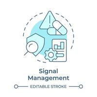 Signal management soft blue concept icon. Product quality, pharmacovigilance. Risk evaluation. Round shape line illustration. Abstract idea. Graphic design. Easy to use in infographic, article vector