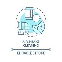 Air intake cleaning soft blue concept icon. Dust and debris removal. Air purification. Round shape line illustration. Abstract idea. Graphic design. Easy to use in promotional material vector