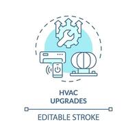 hvac actualizaciones suave azul concepto icono. mejorar aire acondicionamiento sistema. inteligente control. redondo forma línea ilustración. resumen idea. gráfico diseño. fácil a utilizar en promocional material vector