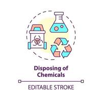 desechando de productos quimicos multi color concepto icono. contaminación reducir, ambiental impacto. redondo forma línea ilustración. resumen idea. gráfico diseño. fácil a utilizar presentación, artículo vector