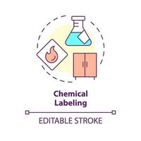 Chemical labeling multi color concept icon. Sample management. Material safety, proper storage. Round shape line illustration. Abstract idea. Graphic design. Easy to use presentation, article vector