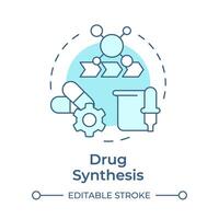 Drug synthesis soft blue concept icon. Laboratory equipment. Medications mixing, compounding. Round shape line illustration. Abstract idea. Graphic design. Easy to use in infographic, article vector