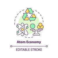 Atom economy multi color concept icon. Green chemistry, sustainable synthesis. Energy efficiency. Round shape line illustration. Abstract idea. Graphic design. Easy to use presentation, article vector