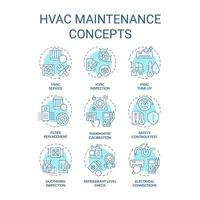 HVAC maintenance soft blue concept icons. Heating, ventilation and air conditioning. Indoor air quality. Commercial service. Icon pack. Round shape illustrations. Abstract idea vector