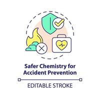 Accident prevention safer chemistry multi color concept icon. Material safety. Safe chemistry, risk reduce. Round shape line illustration. Abstract idea. Graphic design. Easy to use presentation vector