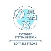 Extended system lifespan soft blue concept icon. HVAC system care. Preventive maintenance. Round shape line illustration. Abstract idea. Graphic design. Easy to use in promotional material vector