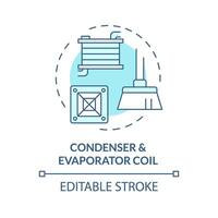 Condenser and evaporator coil soft blue concept icon. Cleaning and maintenance of hvac components. Round shape line illustration. Abstract idea. Graphic design. Easy to use in promotional material vector