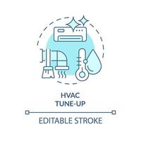 HVAC tune-up soft blue concept icon. Preventive maintenance. Air duct diagnostics and cleaning. Round shape line illustration. Abstract idea. Graphic design. Easy to use in promotional material vector