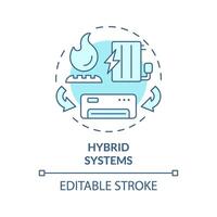 Hybrid systems soft blue concept icon. Dual fuel system. Type of HVAC. Heating solution. Round shape line illustration. Abstract idea. Graphic design. Easy to use in promotional material vector