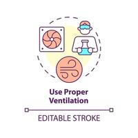 apropiado ventilación utilizar multi color concepto icono. peligroso vapores. Ingenieria control, lugar de trabajo seguridad. redondo forma línea ilustración. resumen idea. gráfico diseño. fácil a utilizar presentación vector