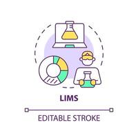 LIMS multi color concept icon. Laboratory information management, sample tracking. Personal protection. Round shape line illustration. Abstract idea. Graphic design. Easy to use presentation, article vector