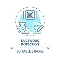 Ductwork inspection soft blue concept icon. Examination of system conduits. Preventive maintenance. Round shape line illustration. Abstract idea. Graphic design. Easy to use in promotional material vector