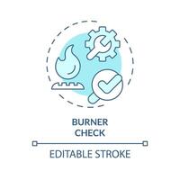 Burner check soft blue concept icon. HVAC system element. Heating system maintenance. Round shape line illustration. Abstract idea. Graphic design. Easy to use in promotional material vector