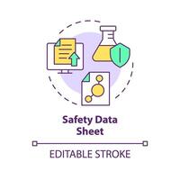 Safety data sheet multi color concept icon. Regulatory compliance. Incident prevention. Risk assessment. Round shape line illustration. Abstract idea. Graphic design. Easy to use presentation, article vector