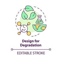 Design for degradation multi color concept icon. Biodegradable materials. Plastic recycling, waste reduce. Round shape line illustration. Abstract idea. Graphic design. Easy to use presentation vector