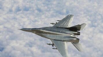 väpnad militär kämpe jet i flyg - isolerat på vit - 3d framställa video