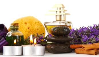 Spa accessories and lavender photo