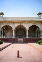 Architectural details of Lal Qila - Red Fort situated in Old Delhi, India, View inside Delhi Red Fort the famous Indian landmarks photo