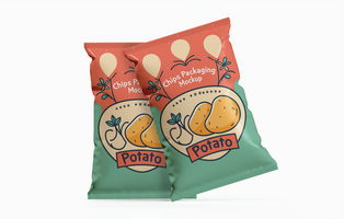 realistisch tussendoortje of chips verpakking mockup bewerkbare psd