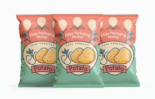 Realistic snack or chips packaging mockup editable psd