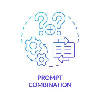 Prompt combination blue gradient concept icon. Merge two prompts into one. Complex instruction for chatbot. Round shape line illustration. Abstract idea. Graphic design. Easy to use in article vector