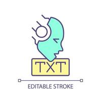 Ai text processing RGB color icon. Virtual chatbot assistant. Data pre processing, summarization. Modern technology. Isolated illustration. Simple filled line drawing. Editable stroke vector