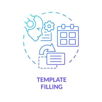 Template filling blue gradient concept icon. Prompt engineering technique. Interact with AI models. Round shape line illustration. Abstract idea. Graphic design. Easy to use in article vector